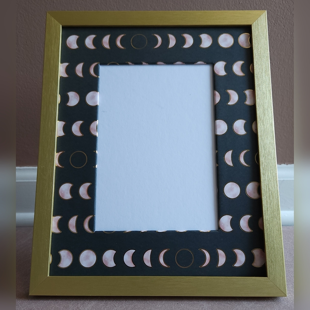Handcrafted Lunar Phases Photo Mat | 8x10 Mat for 5x7 Photo | Celestial Decor